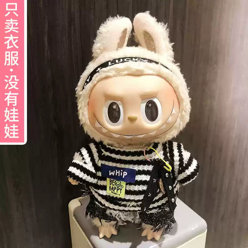 Clothing fit for POP MART LABUBU V1 17cm - pants suits - Cool Black Set