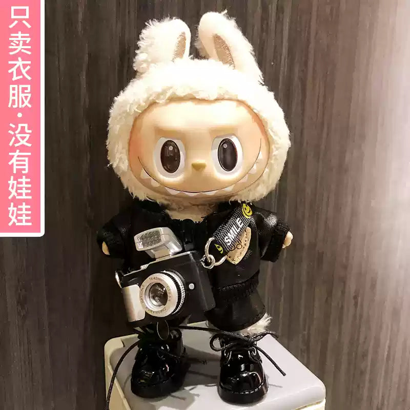 Clothing fit for POP MART LABUBU V1 17cm - pants suits - Cool Black Set