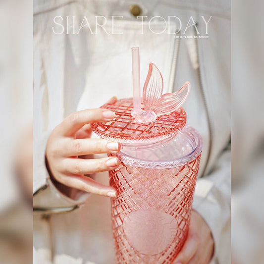 hot Starbucks tumbler China 2023 pink cold straw jeweled cup 24oz with Mermaid Tail Topper