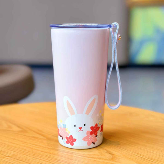 Starbucks China 2023 Peach Blossoms Rabbit Hidden Flower Stainless Steel Cup 355ml