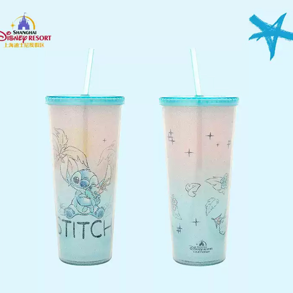 Disneyland Shanghai Stitch Plastic Straw Cup 708ml