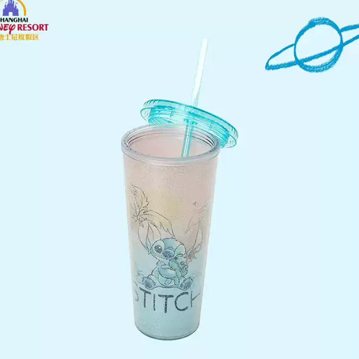 Disneyland Shanghai Stitch Plastic Straw Cup 708ml