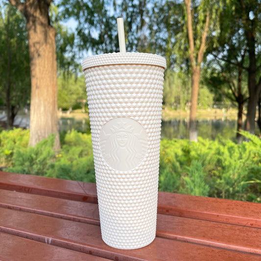 Starbucks promotion China Classic White matte 24oz studded straw cups