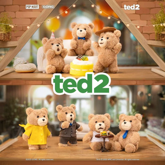 POP MART Ted2 Teddy Bear Poseable Plush Keychain Blind Box