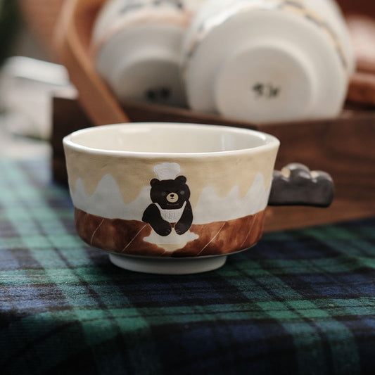 EXLUWOR Chef Bear Holding Ceramic Cup 270ml