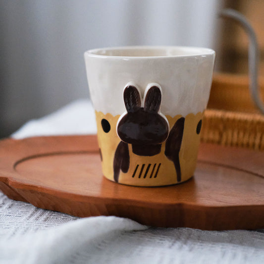 EXLUWOR brown rabbit Ceramic Handmade Cup 250ml