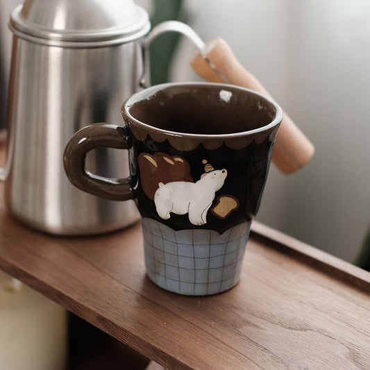 EXLUWOR Ceramic Bread Polar Bear mug 300ml