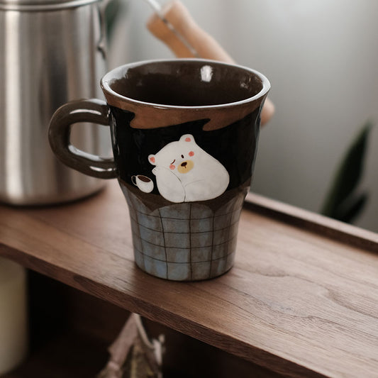 EXLUWOR Ceramic wink Bear mug 300ml