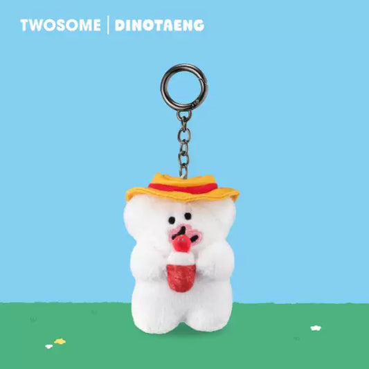 TWOSOME coffee shop and DINOTAENG joint series strawberry milk tea pendant
