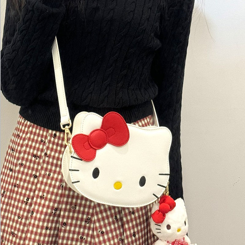 Hello Kitty PU leather white Crossbody Bag without Keychain