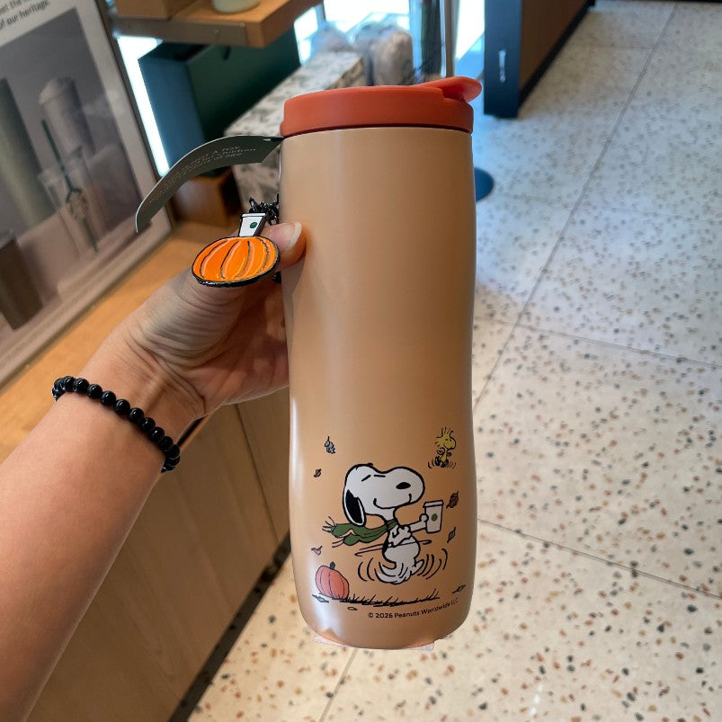 STARBUCKS 2026 PEANUTS Co-Branded Series Orange Stainless Steel Cup 473ml - coming with charm