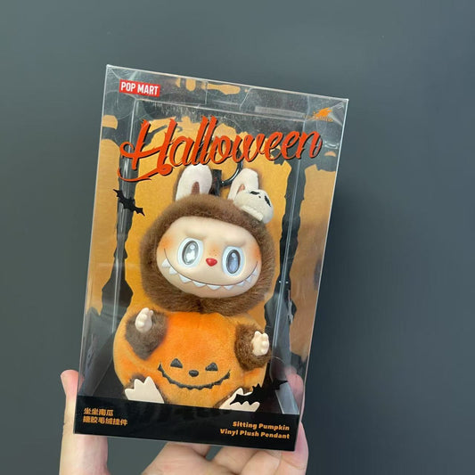 tiny dent box- POP MART LABUBU Happy Halloween Party Series-Sitting Pumpkin Vinyl Plush Pendant