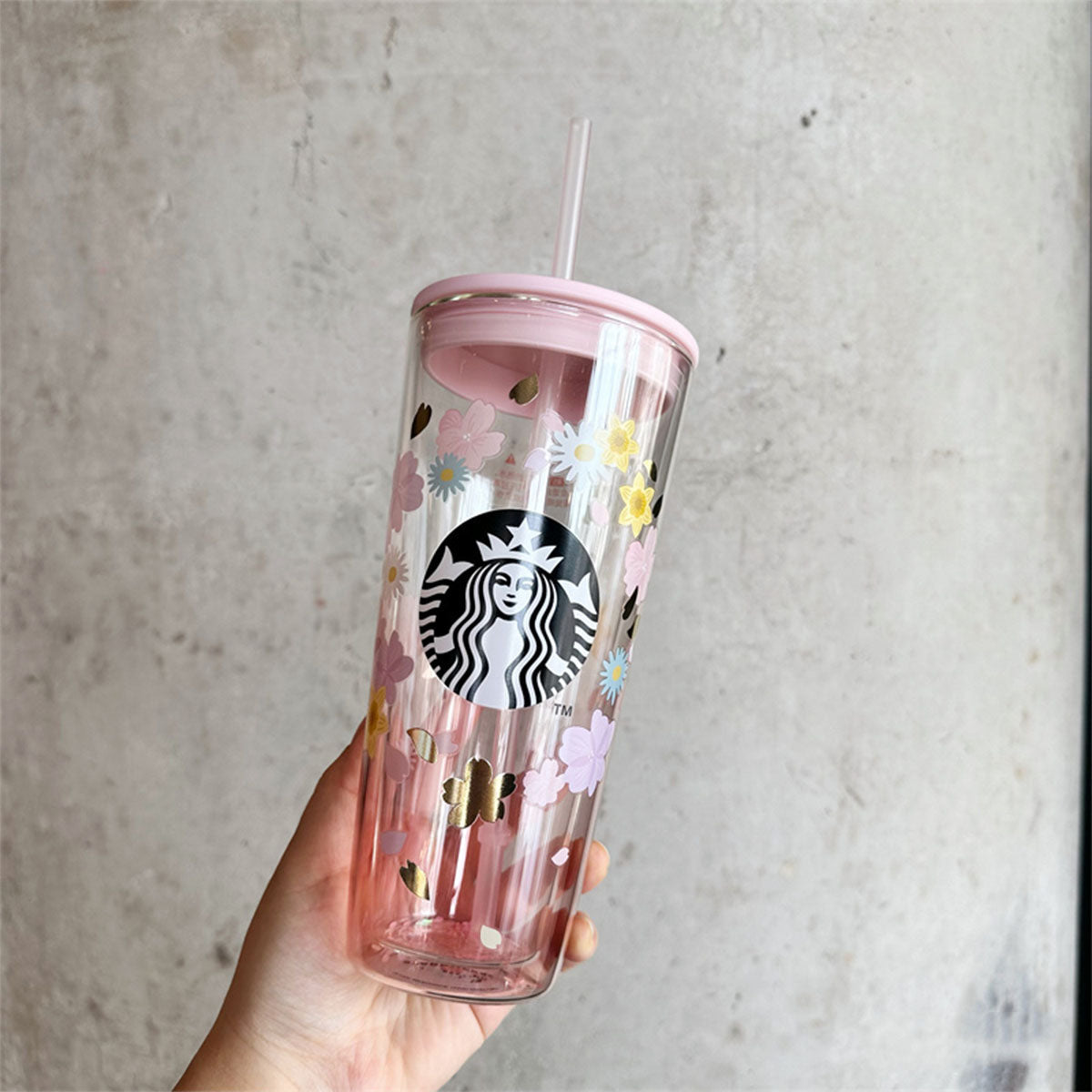 Starbucks tumblers China 2021 Sakura double-layer Classic Glass Straw 20oz cup