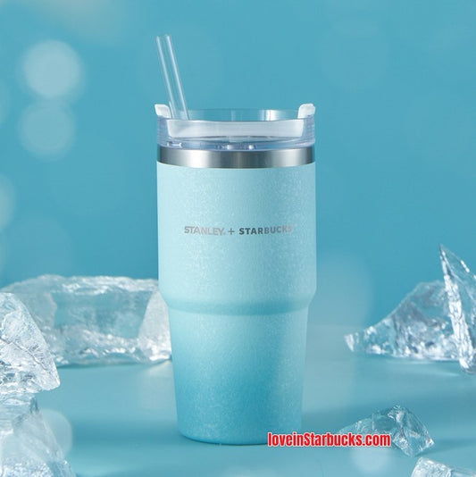 Starbucks China 2022 anniversary stanley ice crack gradient blue Stainless Steel Straw Cup 20.08 oz