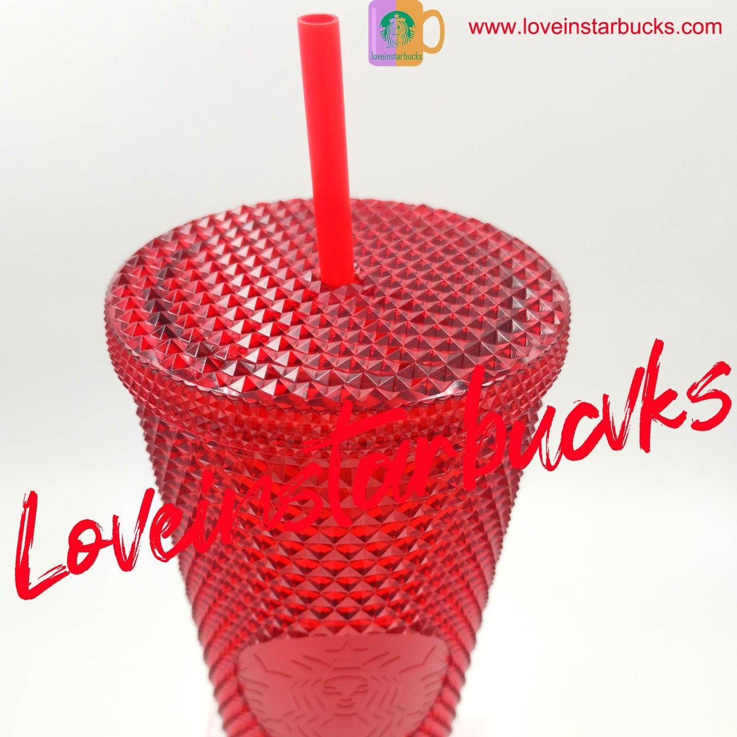 promotion Starbucks  China Red Bling Studded Tumbler 24oz cold cup