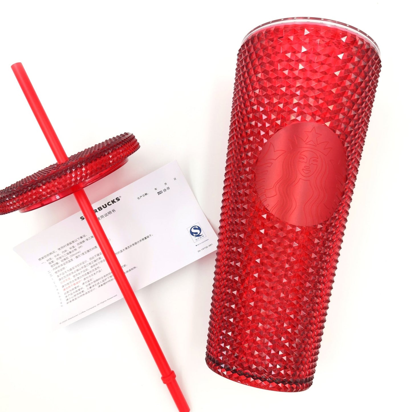 promotion Starbucks  China Red Bling Studded Tumbler 24oz cold cup