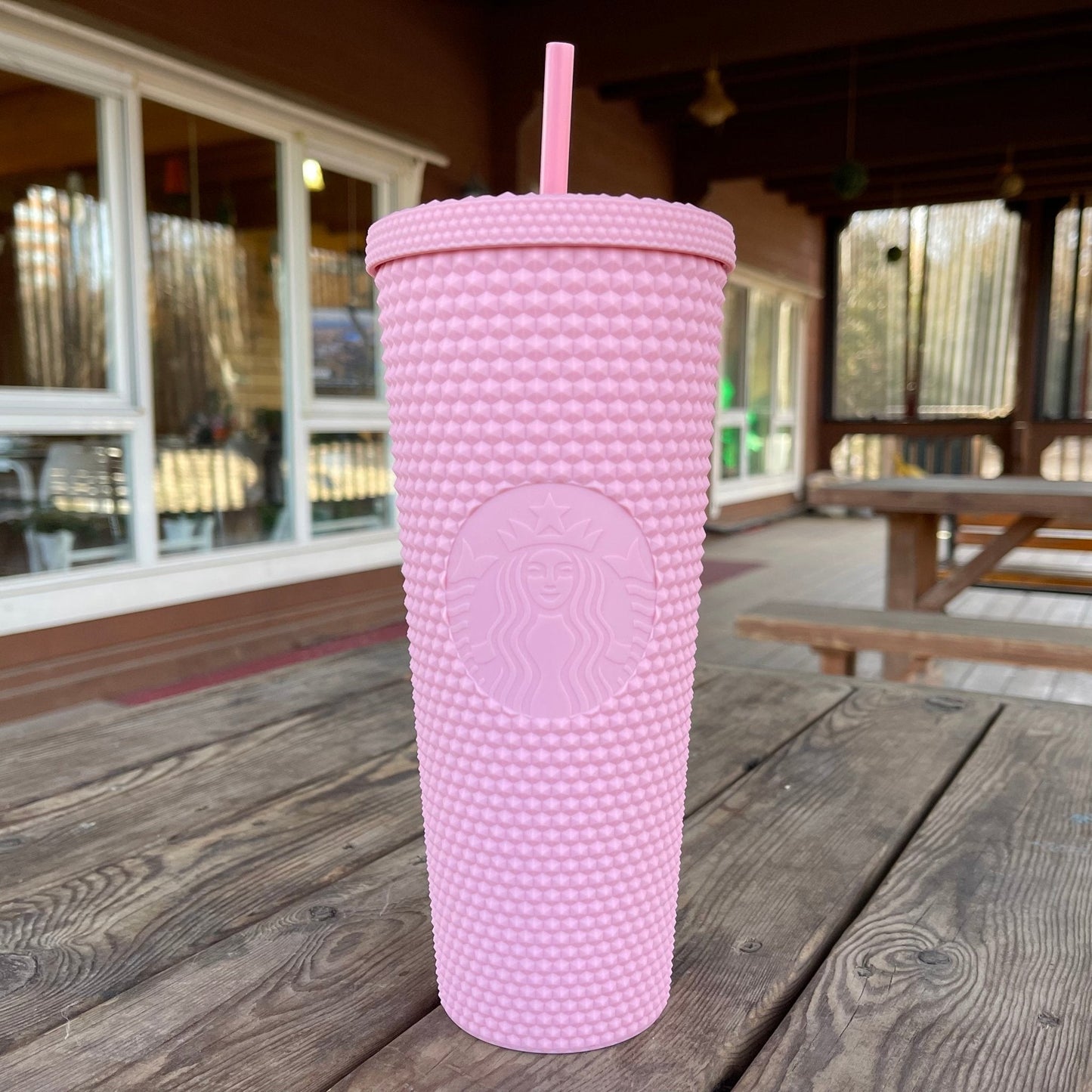 Starbucks Taiwan matte baby pink baby blue grey green yellow  24oz studded straw cup